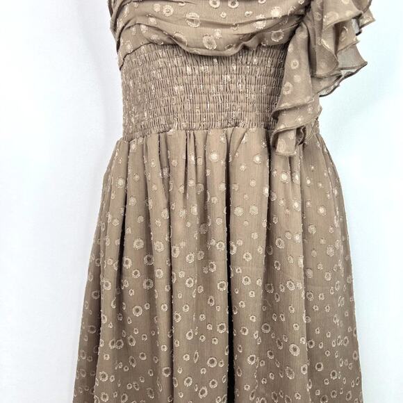 Chelsea & Violet Brown Ruffle Shoulder Party Dress S - Picture 12 of 15